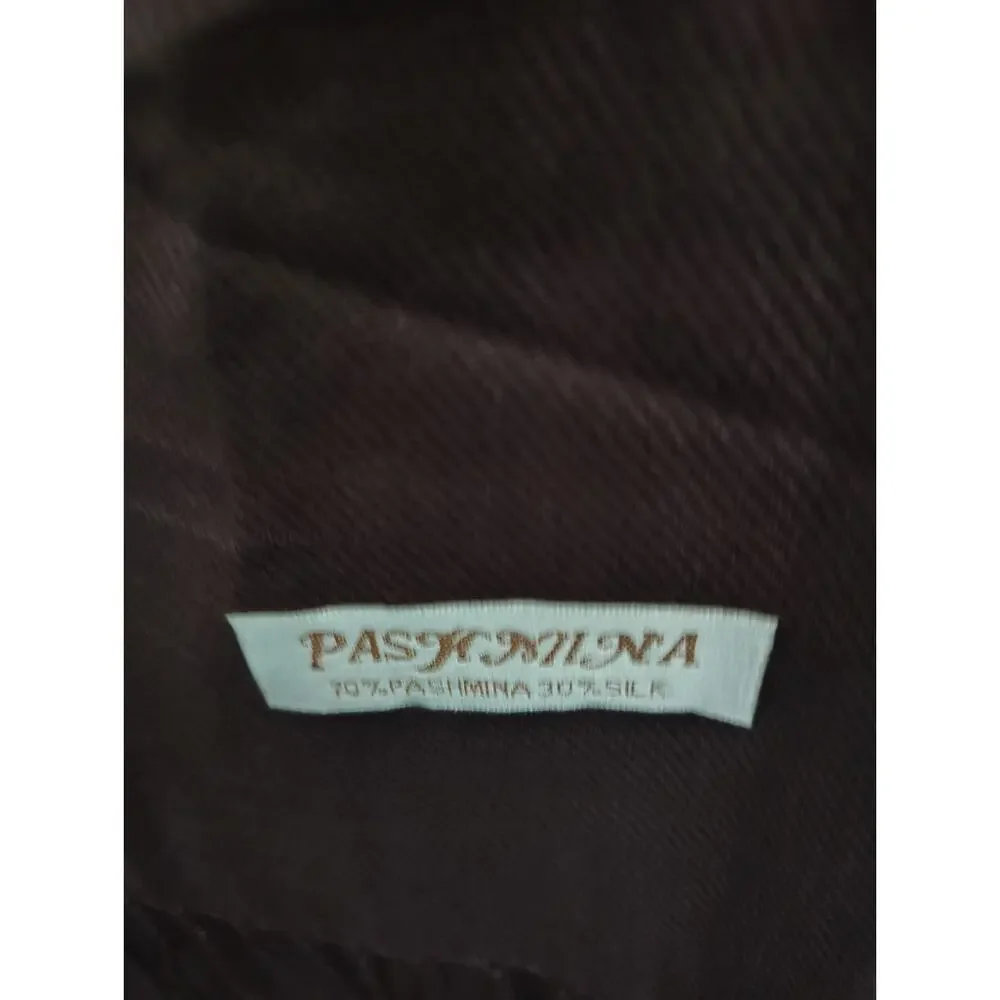 70% Pashmina 30% Silk Brown Fringe Scarf Soft Wrap Shawl Neutral Luxury Scarf
